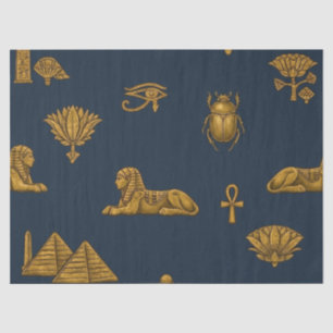 Minimalist Navy & Antique Gold Egyptian Pattern Tissue Paper