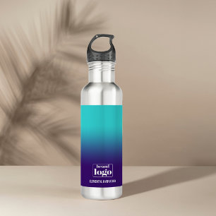 Minimalist Navy Aqua Gradient Elemental Logo 710 Ml Water Bottle