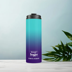 Minimalist Navy Aqua Gradient Elemental Logo Thermal Tumbler