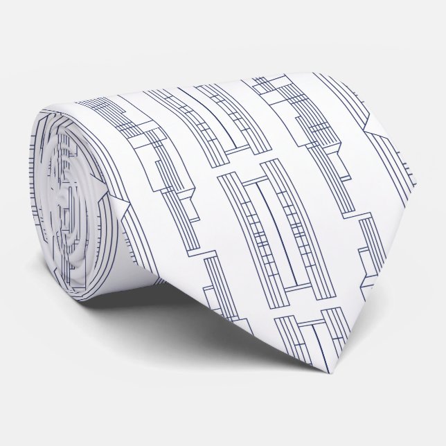 Minimalist Navy Blue Abstract City Skyline Tie