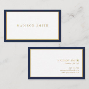 Minimalist Navy Blue and Gold Professional Business Card