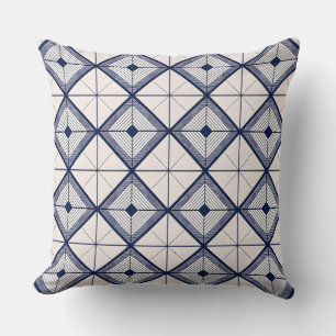 Minimalist Navy Blue and White Geometric Diamond Throw Pillow