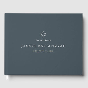 Minimalist Navy Blue Bar Mitzvah Guest Book