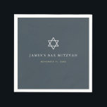 Minimalist Navy Blue Bar Mitzvah Napkin<br><div class="desc">This minimalist and chic Bar Mitzvah paper napkin features a midnight blue / navy blue background with the star of david. Personalize it for your needs. You can find matching products at my store.</div>