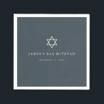 Minimalist Navy Blue Bar Mitzvah Napkin<br><div class="desc">This minimalist and chic Bar Mitzvah paper napkin features a midnight blue / navy blue background with the star of david. Personalize it for your needs. You can find matching products at my store.</div>