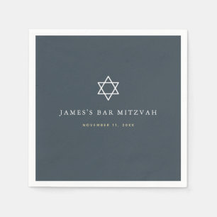 Minimalist Navy Blue Bar Mitzvah Napkin