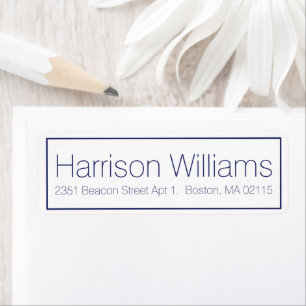 Minimalist navy blue Border Custom Return Address