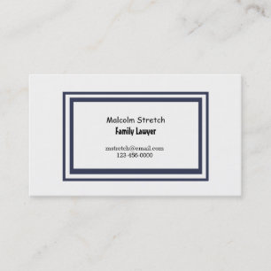 Minimalist Navy Blue Border Family Lawyer Business Card