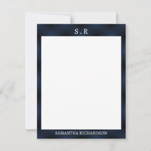Minimalist Navy Blue Border Monogram Card