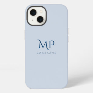 Minimalist Navy Blue Custom Monogram iPhone 13 Case