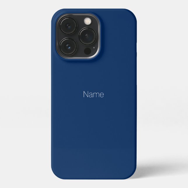 Minimalist navy blue custom name monogram iPhone case (Back)