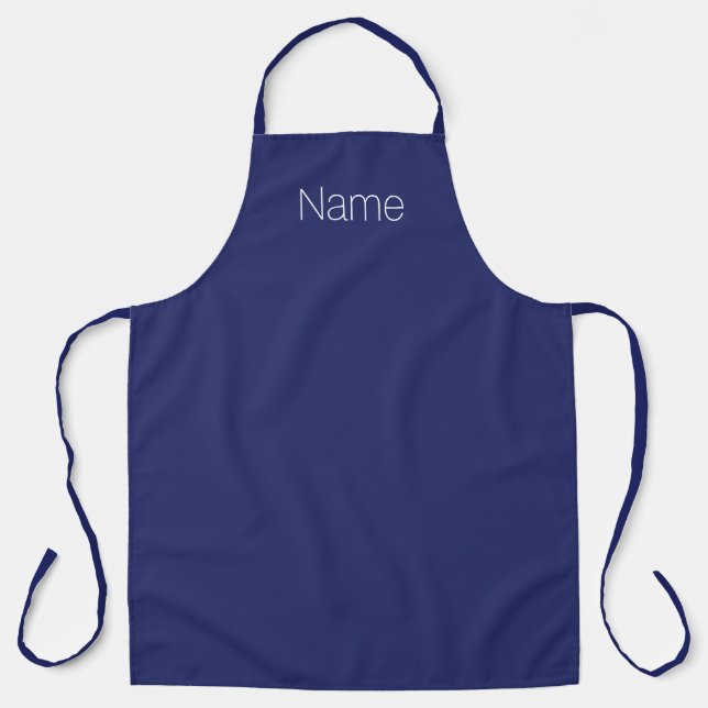 Minimalist navy blue custom name monogram solid apron (Front)
