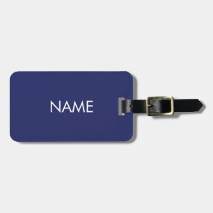 Minimalist navy blue custom name text monogram  luggage tag