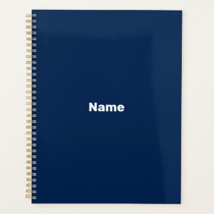 Minimalist navy blue custom text year monogram planner