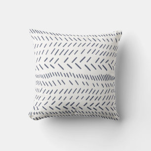 Minimalist Navy Blue Dash Pattern Modern Decor Throw Pillow