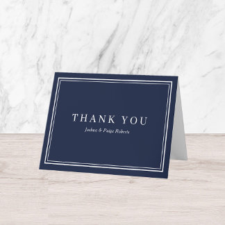 Minimalist Navy Blue Elegant Custom Thank You Card