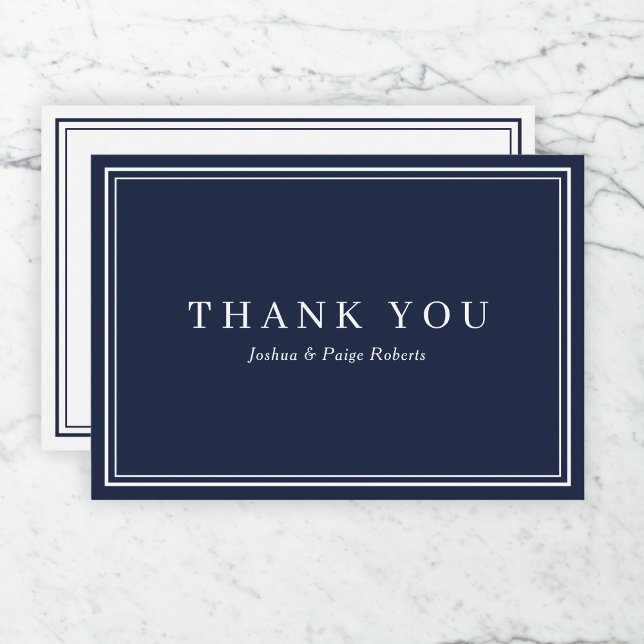 Minimalist Navy Blue Elegant Custom Thank You Card (Creator Uploaded)