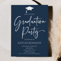 Minimalist Navy Blue Elegant Graduation Party