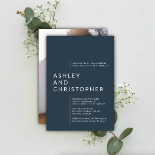 Minimalist Navy Blue Isolated Names Photo Wedding Invitation