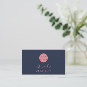 Minimalist Navy Blue Logo Feminine Business Card