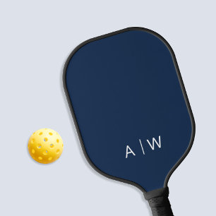Minimalist Navy Blue Modern Monogram Pickleball Paddle
