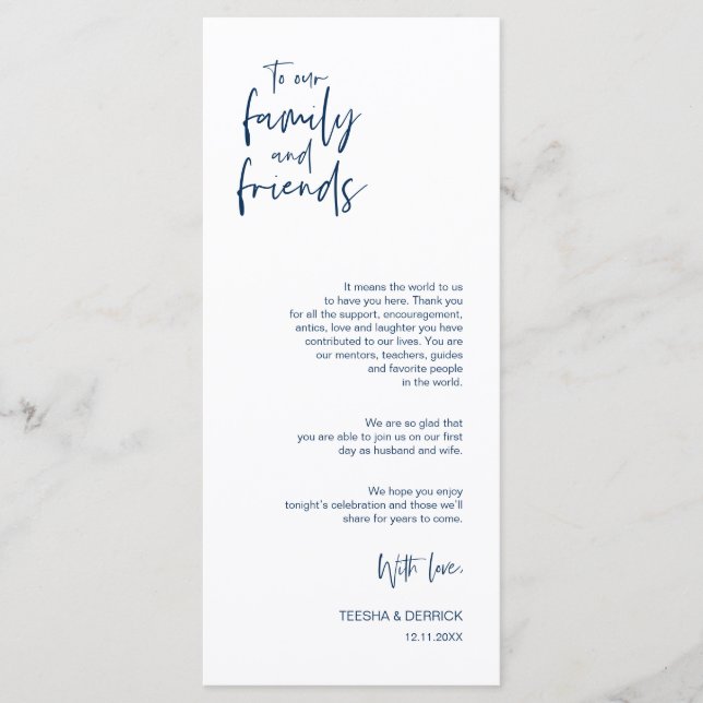 Minimalist Navy Blue, Place Setting Thank You Card (Front)
