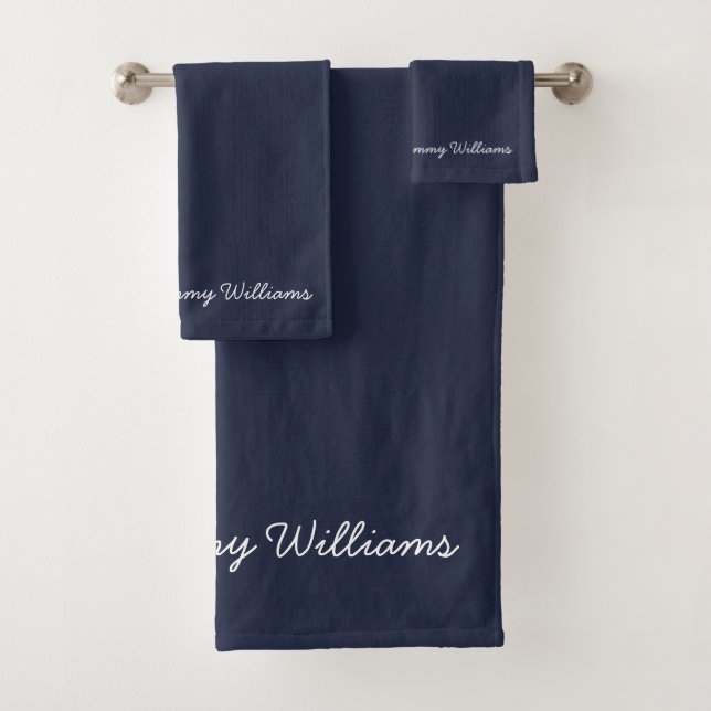 Minimalist Navy Blue Professional Simple Bath Towel Set (Insitu)