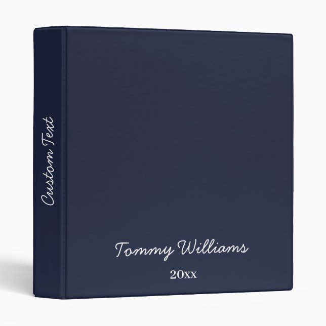 Minimalist Navy Blue Professional Simple Binder (Front/Spine)