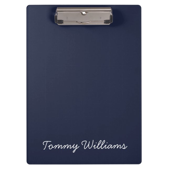 Minimalist Navy Blue Professional Simple Clipboard (Front)