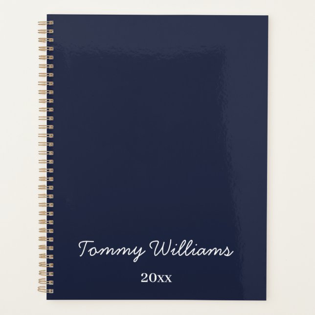 Minimalist Navy Blue Professional Simple Planner (Front)