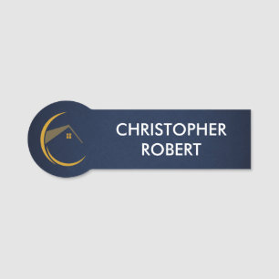 Minimalist Navy Blue Real Estate Name Tag