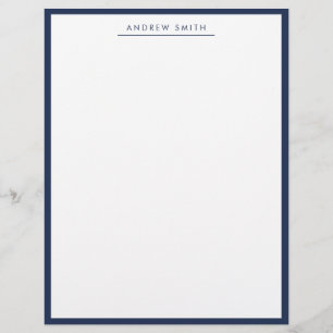Minimalist Navy Blue Simple Line Modern Classic Letterhead