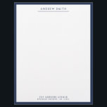 Minimalist Navy Blue Simple Line Name Address Letterhead<br><div class="desc">Minimalist Navy Blue Simple Line Modern Classic Name Address Letterhead</div>