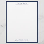 Minimalist Navy Blue Simple Line Name Address Letterhead<br><div class="desc">Minimalist Navy Blue Simple Line Modern Classic Name Address Letterhead</div>