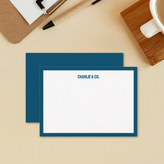 Minimalist Navy Blue single Border, Personalize Card