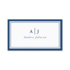 Minimalist Navy Blue Two Border Monogram