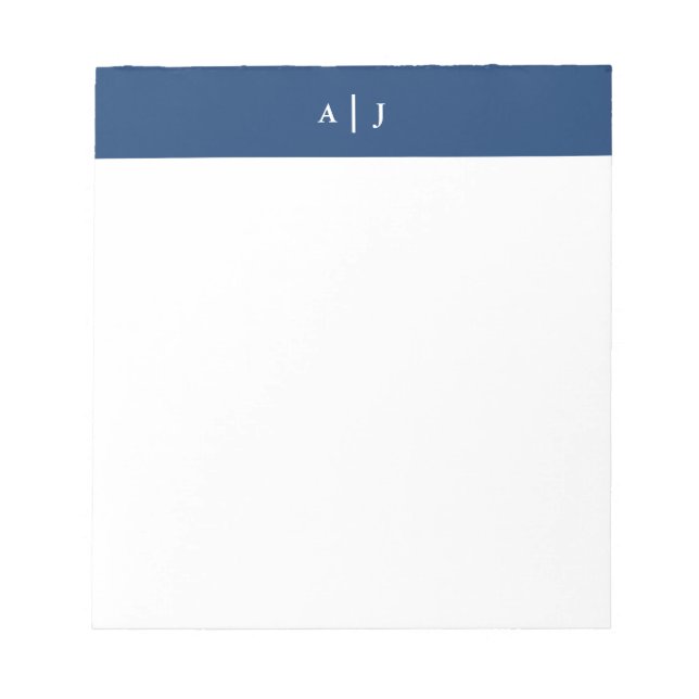 Minimalist Navy Blue Two Border Monogram Notepad (Front)