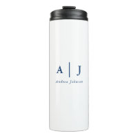 Minimalist Navy Blue Two Monogram Name