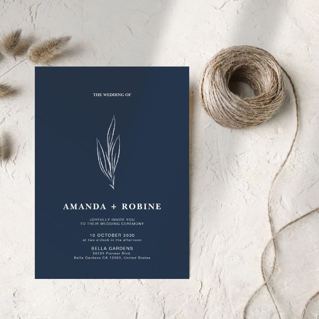Minimalist Navy Blue Wedding Invitation (Creator Uploaded)