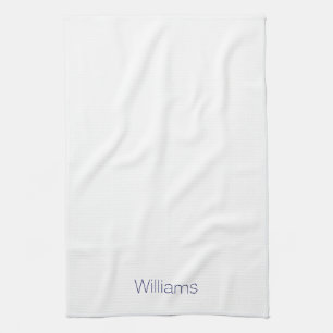 Minimalist navy blue white custom name monogram kitchen towel