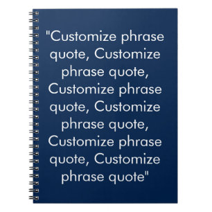 Minimalist navy blue white custom text phrase notebook