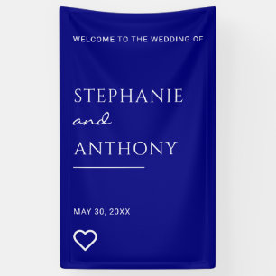 Minimalist Navy Blue with Heart Modern Wedding  Banner