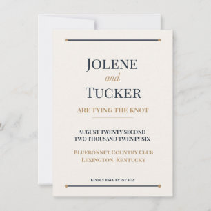 Minimalist Navy Gold Wedding Invitation Classic