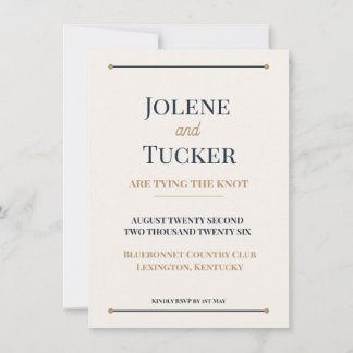 Minimalist Navy Gold Wedding Invitation | Classic