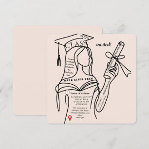 Minimalist Navy Graduation Invitation  