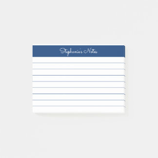 Minimalist Navy Lined Personalized Post-it Notes