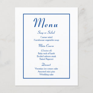 Minimalist Navy  Menu Elegant Modern Wedding Party
