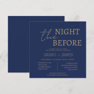 Minimalist Navy Rehearsal Dinner Wedding Square Invitation