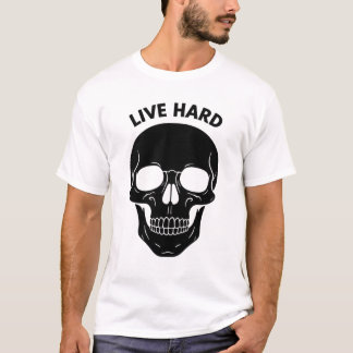 Minimalist Neon Glow Skull T-Shirt – Live Hard