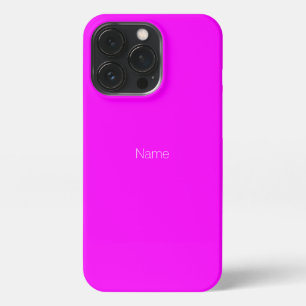 Minimalist neon magenta pink custom name monogram  iPhone 13 pro case